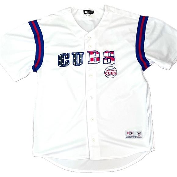 Vintage True Fan MLB Chicago Cubs USA Patriotic Baseball Jersey RARE Size XL - Picture 1 of 9